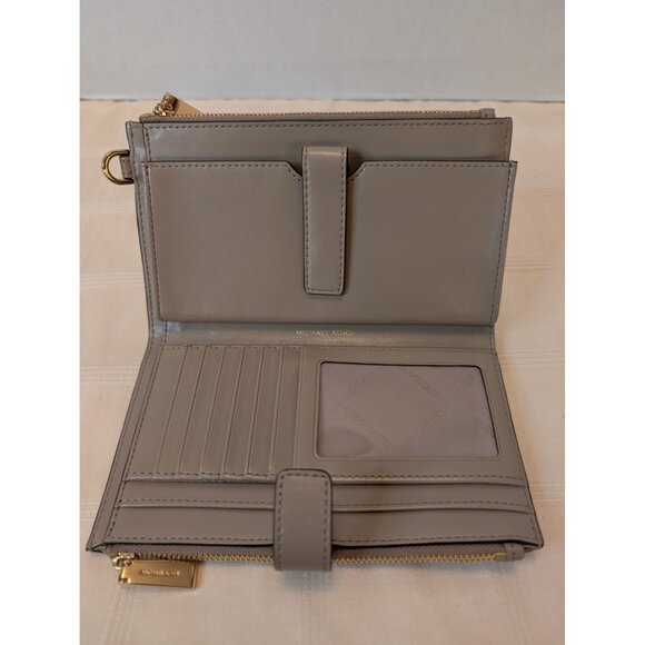 Michael Kors Python-Embossed Leather Zip-Around Wallet Coins Bills Card Slots ID - Picture 4 of 16